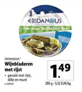 Lidl Eridanous Wijnbladeren met rijst aanbieding