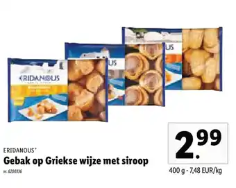 Lidl Eridanous Gebak op Griekse wijze met siroop aanbieding