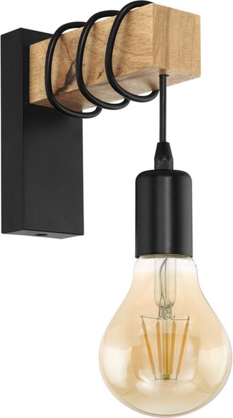Eglo townshend wandlamp - e27 - 21,5 cm - zwart/bruin