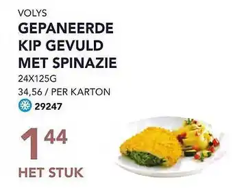 Bidfood Volys gepaneerde kip gevuld met spinazie aanbieding