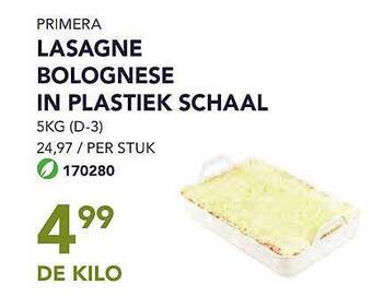 Bidfood Primera lasagne bolognese in plastiek schaal aanbieding
