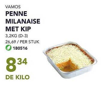 Bidfood Vamos penne milanaise met kip aanbieding