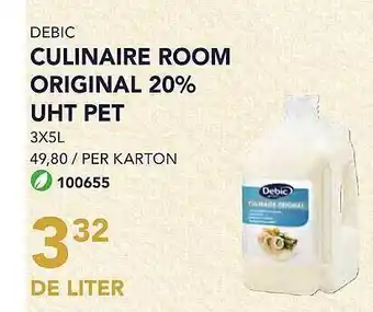 Bidfood Debic culinaire room original 20% uht pet aanbieding