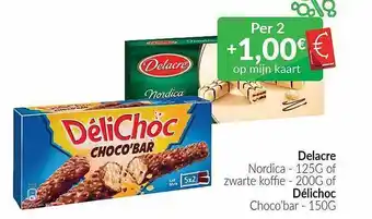 Intermarché Delacre nordica of zwarte koffie of délichoc choco'bar aanbieding