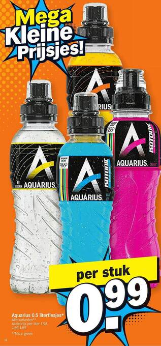Albert Heijn Aquarius 0.5 literflesjes aanbieding