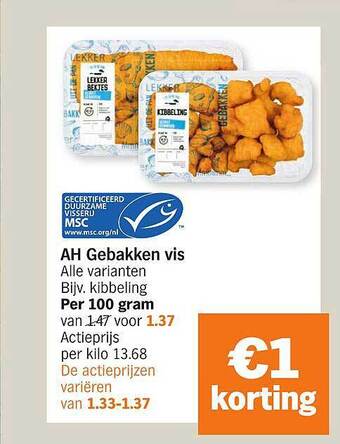 Albert Heijn Ah gebakken vis aanbieding