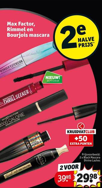 Kruidvat Max factor, rimmel en bourjois mascara aanbieding