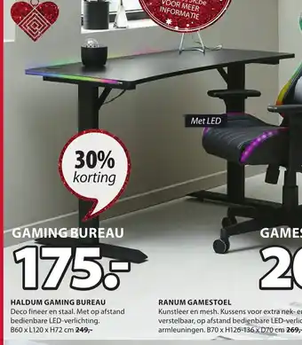 Jysk Haldum Gaming Bureau B60xL120xH72 cm aanbieding