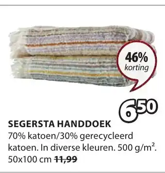 Jysk Segersta Handdoek 500 g/m². 50x100 cm aanbieding