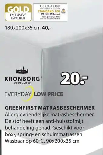 Jysk Greenfirst Matrasbeschermer 90x200x35 cm aanbieding