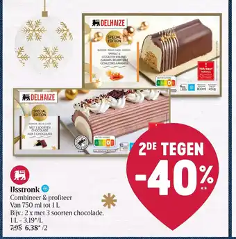 Delhaize Ijsstronk 2x1l aanbieding