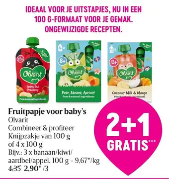 Olvarit fruitpapje voor baby's 2+1 gratis