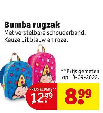 Kruidvat Bumba rugzak aanbieding