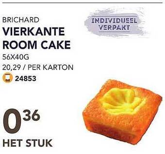 Bidfood Brichard vierkante room cake aanbieding