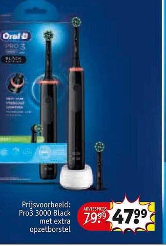 Kruidvat Oral-b pro3 3000 black met extra opzetborstel aanbieding