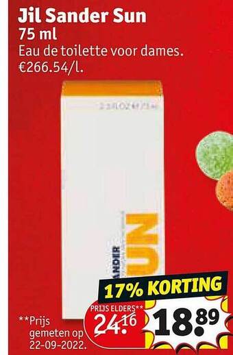 Kruidvat Jil sander sun aanbieding