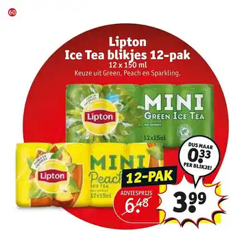 Kruidvat Lipton ice tea blikjes 12-pak aanbieding