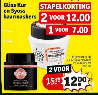 Kruidvat Gliss kur en syoss haarmaskers aanbieding