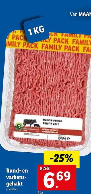 Lidl Rund en varkensgehakt aanbieding