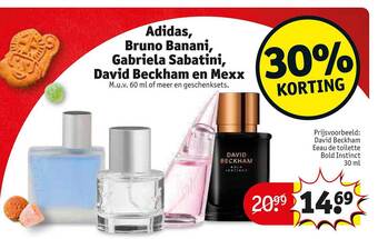 Kruidvat Adidas, bruno banani, gabriela sabatini, david beckham en mexx aanbieding
