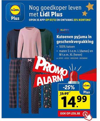 Lidl Katoenen pyjama in geschenkverpakking aanbieding