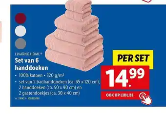 Lidl Livarno home set van 6 handdoeken aanbieding