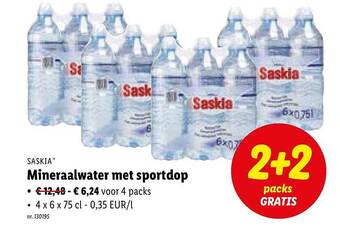 Lidl Saskia mineraalwater met sportdop aanbieding