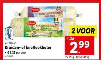 Lidl Milbona kruiden of knoflookboter aanbieding