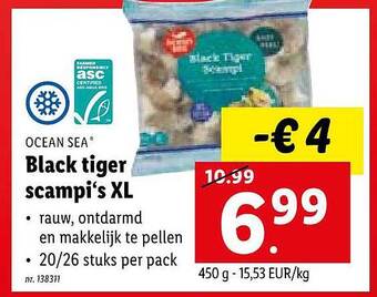 Lidl Ocean sea black tiger scampi's xl aanbieding