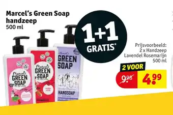 Kruidvat Marcel's green soep handzeep 500 ml 1+1 gratis aanbieding