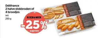 Delifrance 2 halve stokbroden of 4 broodjes 250g