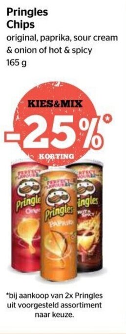 Spar Pringles Chips 165g aanbieding