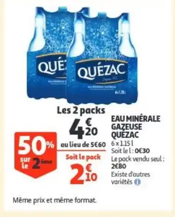 Auchan Quezac Eau Minerale Gazeuse 6 x 1.15L aanbieding
