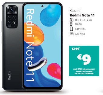 Base Xiaomi Redmi Note 11 aanbieding