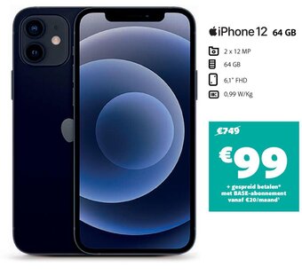 Base iPhone 12 64GB aanbieding
