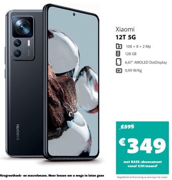Base Xiaomi 12T 5G aanbieding