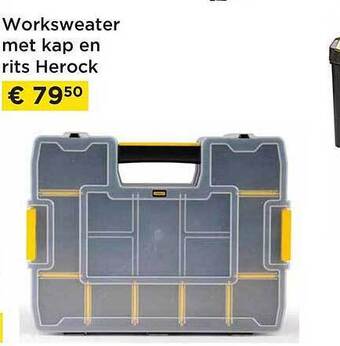 Worksweater met kap en rits herock