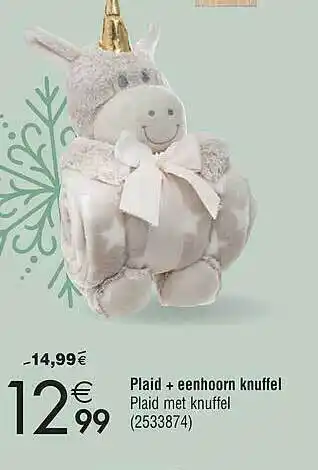 Cora Plaid + eenhoorn knuffel aanbieding