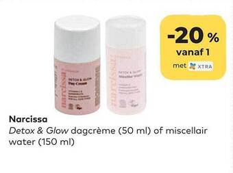 Narcissa detox & glow dagcrème of miscellair water