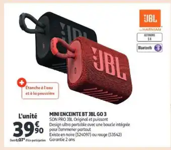 Auchan Mini enceinte bt jbl go 3 aanbieding