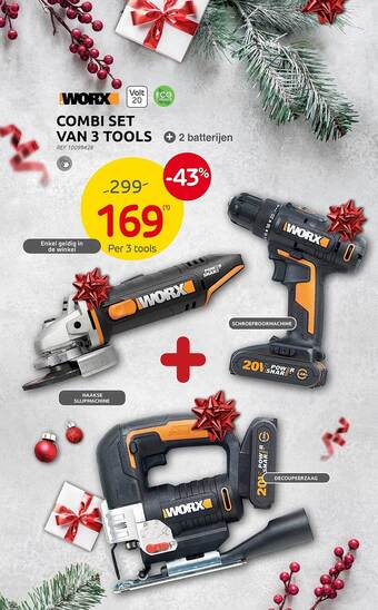 Brico Worx combi set van 3 tools aanbieding