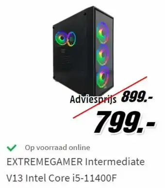 MediaMarkt Exremegamer Intermediate V13 Intel Core i5-11400F aanbieding
