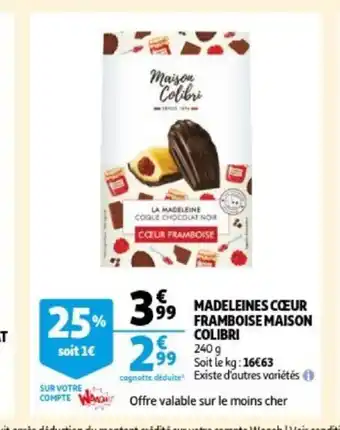 Auchan Maison Colibri Madeleines Coeur Framboise aanbieding