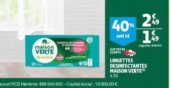 Auchan Maison Verte lingettes desinfectantes aanbieding