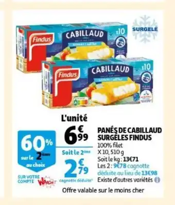 Findus panes de cabillaud surgeles