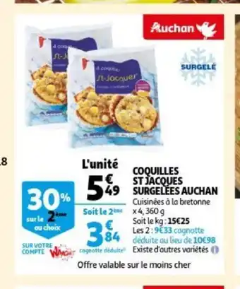 Auchan Coquilles St Jacques Surgelees 360 g aanbieding