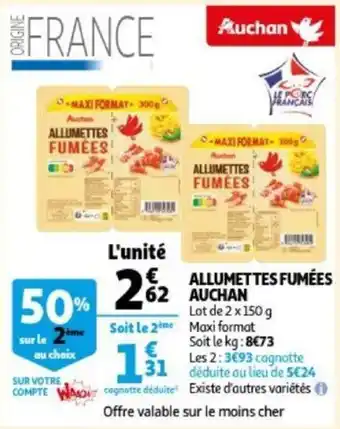 Auchan Auchan Allumettes Fumees Lot de 2 x 150g aanbieding