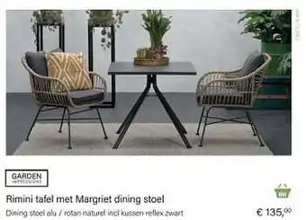 Multi bazar Margriet dining stoel alu - rotan naturel incl kussen reflex zwart aanbieding