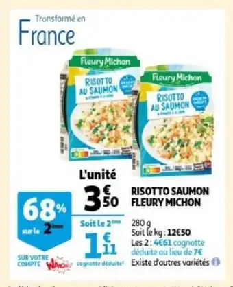 Auchan Fleury Michon Risotto Saumon 280g aanbieding
