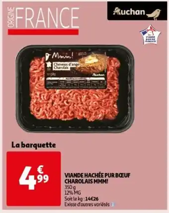 Auchan MMM! Viande Hachee Pur Boeuf Charolais 350g aanbieding